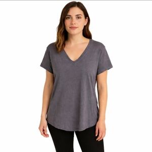 Mododoc Los Angeles Gray Cross Seam Rough Edge Plus Size Womens Tee Sz XXL